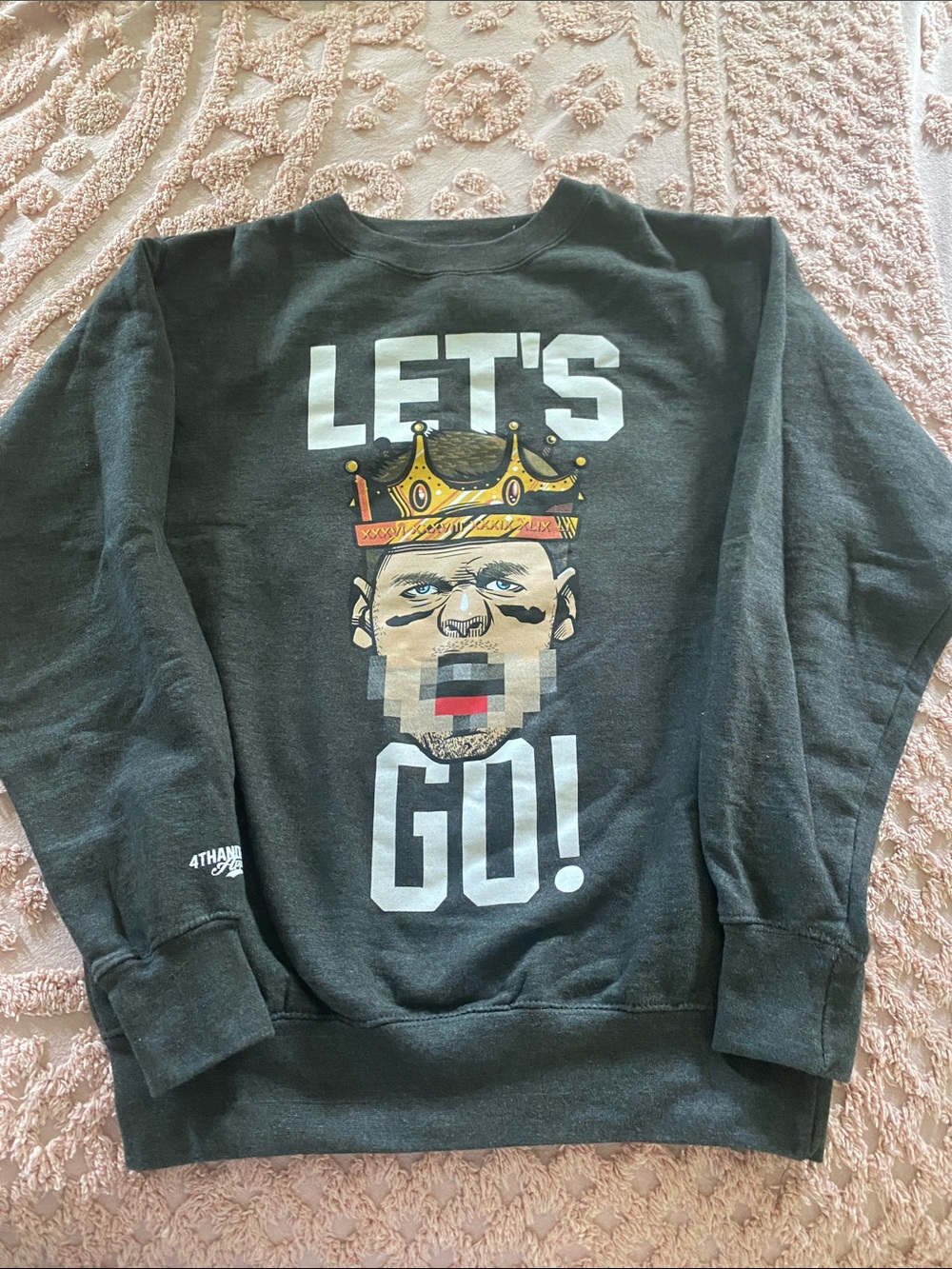 Men's Black Graphic Crewneck Sweatshirt - LET'S GO! Crown Design
